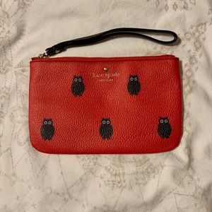Kate Spade Red Hawthorne Lane Owls Wristlet
